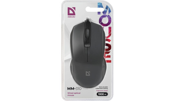 Мишка Defender #1 MM-310, 3кн., 1000 dpi, чорна - 568072