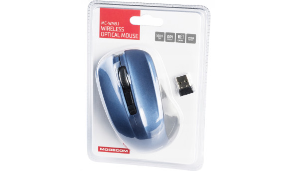 Мишка Modecom MC-WM9.1, бездротова, 4кн., 1600dpi, чорно-синя - 568128
