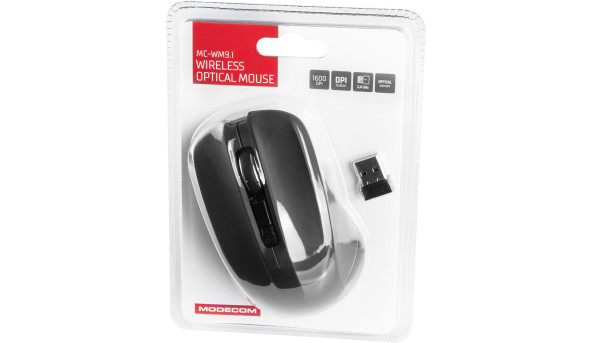Мишка Modecom MC-WM9.1, бездротова, 4кн., 1600dpi, чорна - 568215