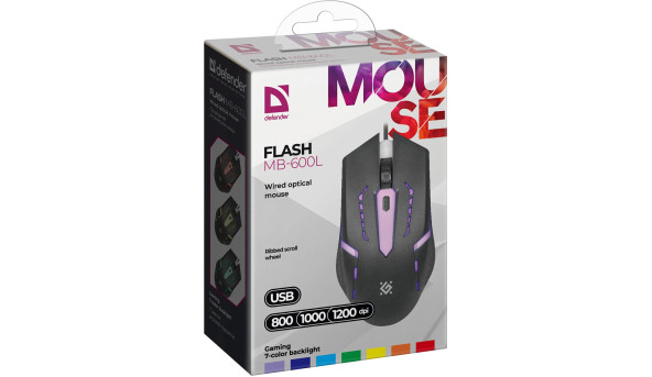 Мишка Defender Flash MB-600L, 4 кн. 1200 dpi, 7 кол. підсвітки - 568618