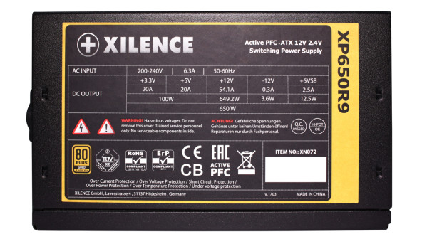 БЖ 650W Xilence XP650R9 Performance X 80+ Gold, 120mm, Retail Box