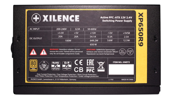 БЖ 650W Xilence XP650R9 Performance X 80+ Gold, 120mm, Retail Box - 568686