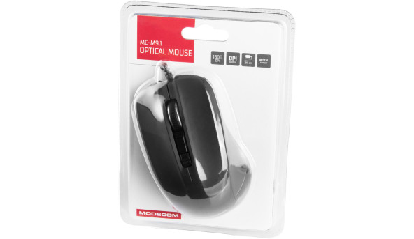 Мишка Modecom MC-M9.1, 4кн., 1600dpi, чорна - 568778