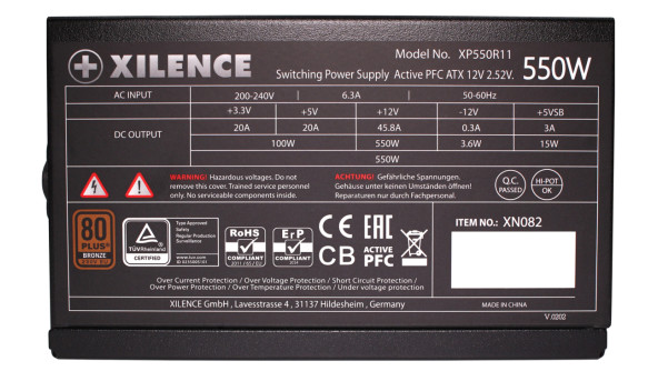 БЖ 550W Xilence XP550R11 Performance A+ III, 120mm, 80+ BRONZE, Retail Box