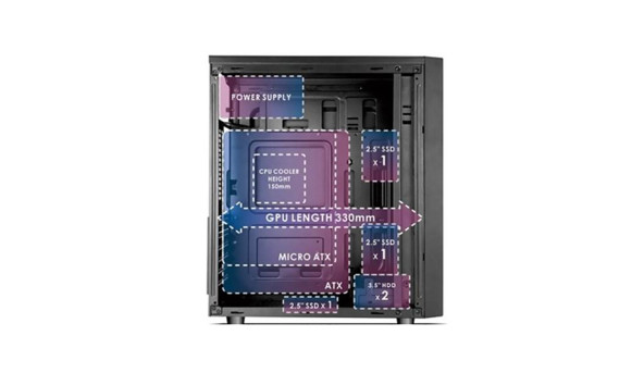 Корпус Casecom GM-86 400W-120mm USB3.0 ATX, Black