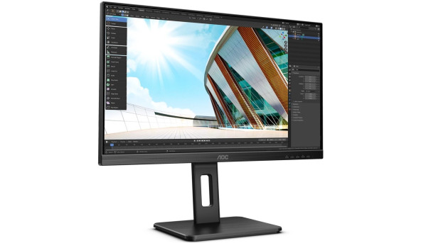 TFT 27" AOC U27P2, IPS, 4K, HDMI, DP, USB 3.2 хаб, Pivot, колонки, чорний - 569395