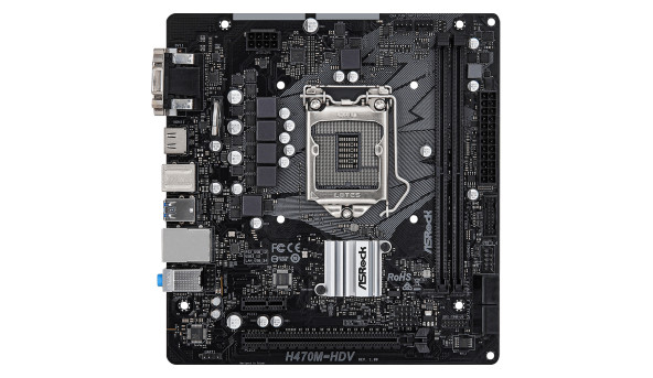 ASRock H470M-HDV (1200/H470, 2*DDR4, PCIex16, HDMI/VGA/DVI, 4xSATAІІІ, RAID, GLan, 7.1ch, mATX) - 569672