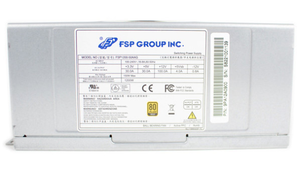 БЖ 1200W FSP FSP1200-50AAG 80+ GOLD, 6xPCI-E6+2, 135mm fan, Modular, C20, brown box - 569772