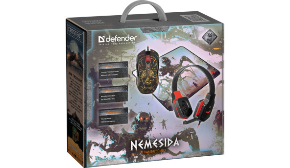 Комплект ігровий Defender Nemesida MHP-128 (мышка+гарнітура+коврик) чорний