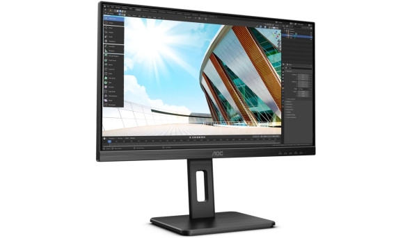 TFT 23.8" AOC 24P2Q, IPS, 75Гц, DP, HDMI, DVI, D-Sub, USB хаб, HAS, Pivot,  колонки, чорний - 569842