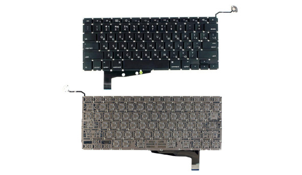 Клавіатура для ноутбука Apple MacBook Pro A1286 (2011, 2012 року) з підсвіткою Light, Black, No Frame, без SD, RU, горизонтальний Enter