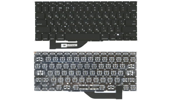Клавіатура для ноутбука Apple MacBook Pro A1398 (2012, 2013, 2014, 2015) з підсвічуванням (Light) Black, (No Frame), RU (горизонтальний ентер)