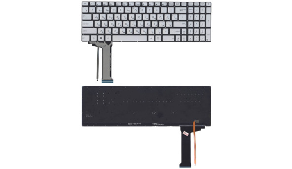 Клавіатура для ноутбука Asus (N551) з підсвічуванням (Light), Gray, (No Frame) UA