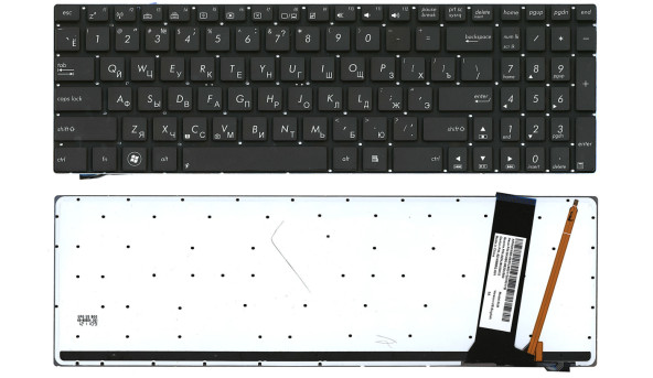 Клавіатура для ноутбука Asus (N56, N56V) з підсвічуванням (Light), Black, (No Frame) UA