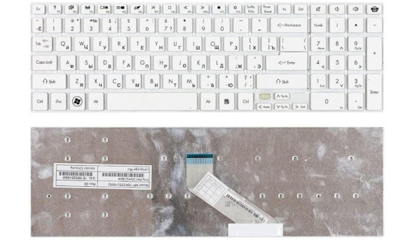 Клавіатура для ноутбука Gateway NV55S, NV57H, NV75S, NV77H White, (No Frame), RU