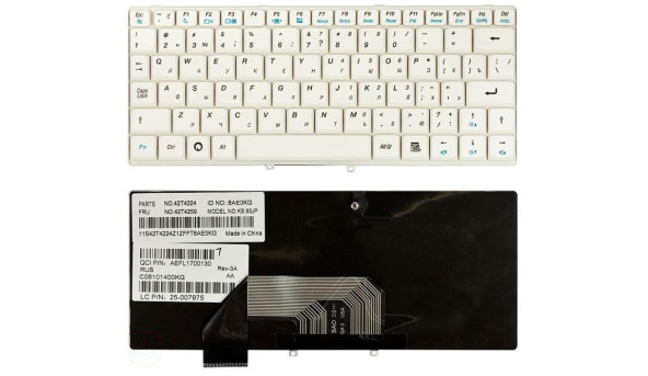 Клавіатура для ноутбука Lenovo IdeaPad (S9, S10) Біла, RU