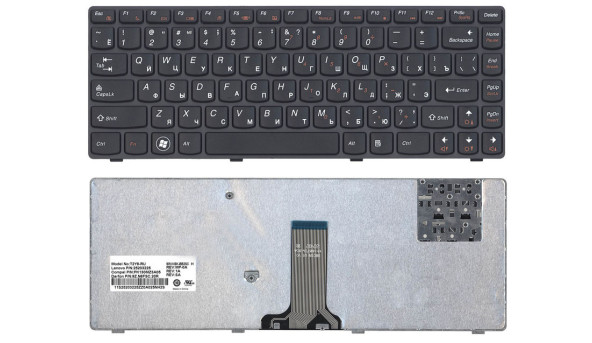 Клавіатура для ноутбука Lenovo IdeaPad (Y480) Black, (Black Frame), RU