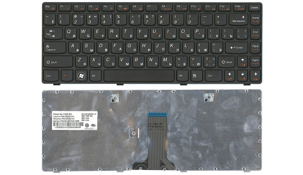 Клавіатура для ноутбука Lenovo IdeaPad (Z380) Black, (Black Frame), RU