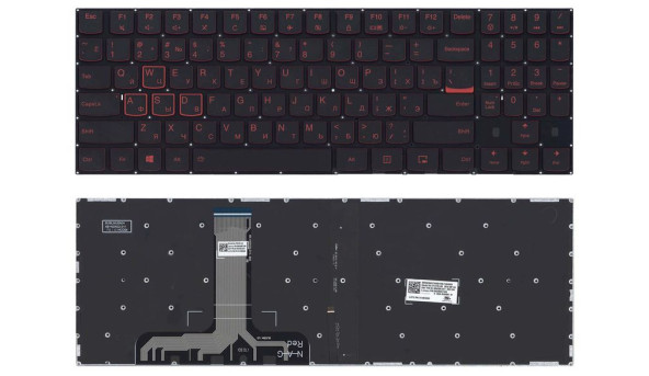 Клавіатура для ноутбука Lenovo Legion (Y520, Y520-15IKB) Black з підсвіткою (Red Light), (No Frame), RU