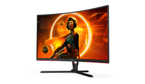 TFT 31.5" AOC C32G3AE/BK, VA, 165Гц, 4мс, вигнутий, DP, HDMIx 2, колонки, чорний з червоним - 570434