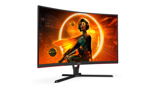 TFT 31.5" AOC C32G3AE/BK, VA, 165Гц, 4мс, вигнутий, DP, HDMIx 2, колонки, чорний з червоним - 570434