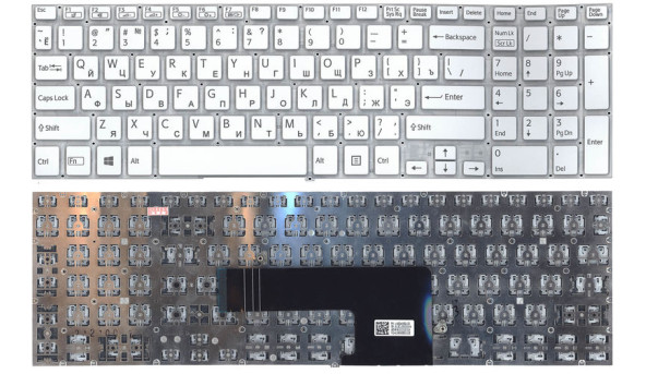 Клавіатура для ноутбука Sony (FIT 15, SVF15) з підсвічуванням (Light), White, (No Frame) UA