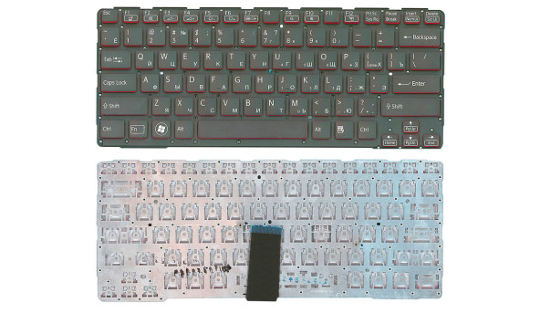 Клавіатура для ноутбука Sony (SVE14A) Black, (No Frame) RU Черная с красными боками
