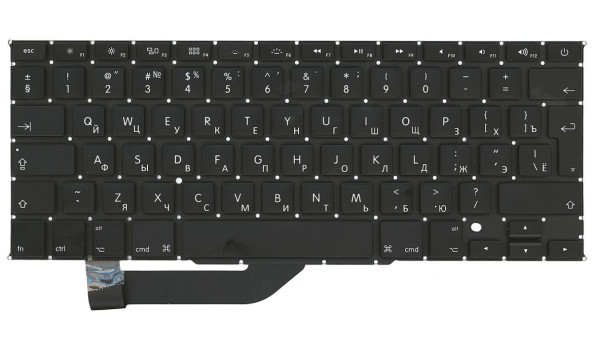 Клавіатура для ноутбука Apple MacBook Pro A1398 (2012, 2013, 2014, 2015 року) Black, No Frame, RU, вертикальний Enter