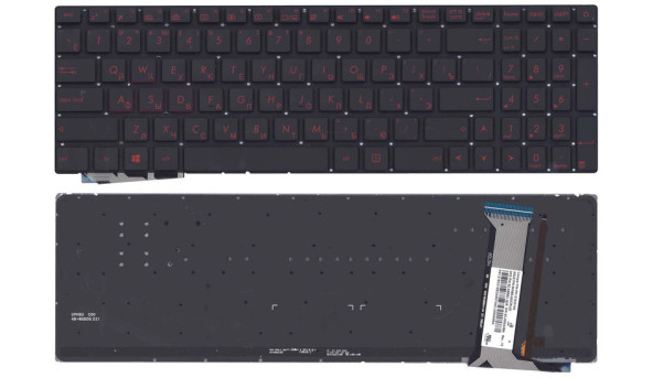 Кдавіатура для ноутбука Asus (G771, N551) с подсветкой (Light), Black, (No Frame) RU