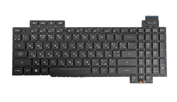 Клавіатура для ноутбука Asus ROG Strix GL503 з підсвіткою (White Light), Black, (No Frame) RU