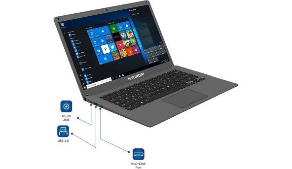 Hyundai HyBook 14.1"HD TN/Celeron N3350/4/64/Intel HD/W10S/Space Grey - 570796