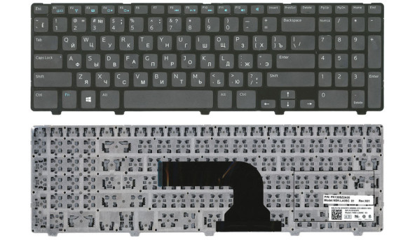 Клавіатура для ноутбука Dell Inspiron 3521, 5521, 3537, 5537 Black, Black Frame, RU
