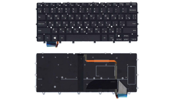 Клавиатура для ноутбука Dell XPS (13 9343) с подсветкой (Light), Black, (No Frame), RU