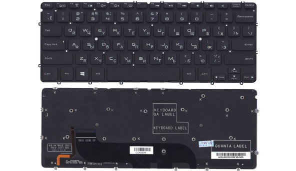 Клавіатура для ноутбука Dell XPS 12 з підсвічуванням (Light), Black, (No Frame) RU