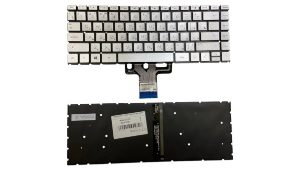 Клавіатура для ноутбука HP Pavilion (13-dk), з підсвічуванням (Light), Silver, (No Frame) RU