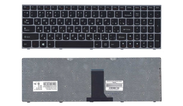 Клавиатура для ноутбука Lenovo IdeaPad (B5400, M5400) Black, (Silver Frame), RU