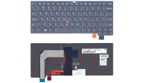 Клавіатура для ноутбука Lenovo Thinkpad T460S з підсвіткою (Light), з вказівником (Point Stick), короткий шлейф (Short Trail), Black, (No Frame), RU