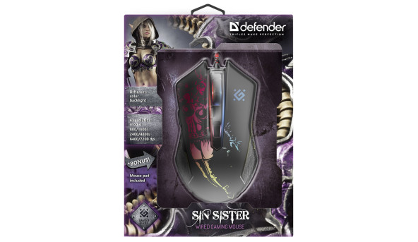 Мишка Defender Sin'Sister GM-933 (+ килимок), 6 кн. до 7200 dpi - 571023