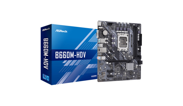 ASRock B660M-HDV (1700/B660, 2*DDR4, 1xPCIex16, 4xSATAІІІ, 2xM.2, GLan, 7.1ch, mATX) - 571106