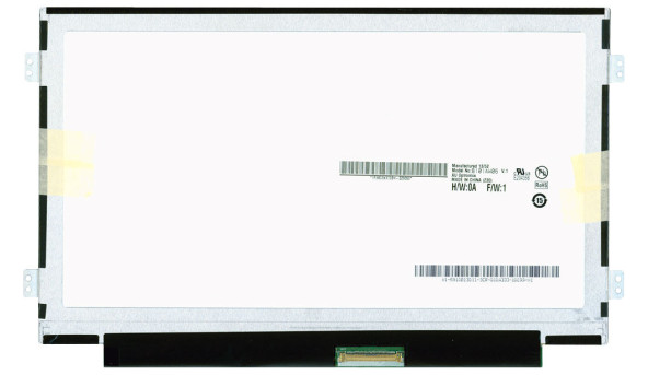 Матриця для ноутбука 10,1", Slim (тонка), 40 pin (знизу праворуч), 1024x600, Світлодіодна (LED), кріплення злівасправа, глянцева, AU Optronics (AUO), B101AW06 V.1