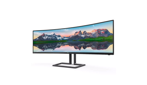 TFT 48.8" Philips 498P9Z, VA, 5120 x 1440, HDMI 2.0 x 3, DP, USB 3.2 x 2, HAS, колонки, чорний - 571187