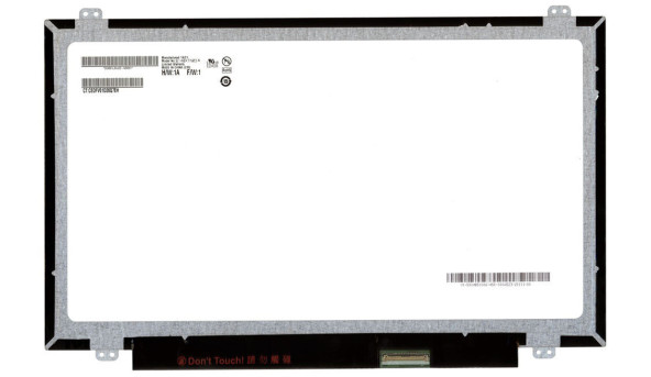 Матрица для ноутбука 14,0", Slim (тонкая), 40 pin (снизу справа), 1366x768, Светодиодная (LED), крепления сверху\снизу, глянцевая, AU Optronics (AUO), B140XW03 v.0