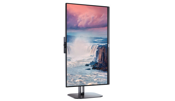 TFT 23.8" AOC 24V5CW/BK, FHD, IPS, 75Гц, 1 мс, HDMI, DP, USB-C, webcam, USB-hub, HAS, Pivot, колонки - 571642