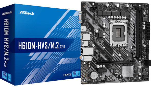 ASRock H610M-HVS/M.2 R2.0 (1700/H610, 2*DDR4, 1xPCIex16, HDMI/VGA, 4xSATAІІІ, M.2, GLan, 7.1ch, mATX