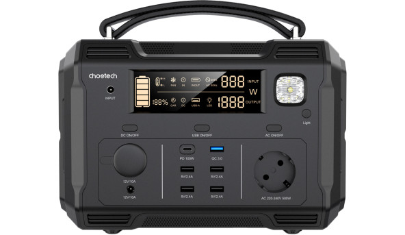 Зарядна станція Choetech BS004 500Вт (484Вт/г) QC 3.0, USB-C PD100 Вт