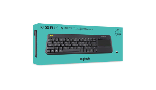 Клавіатура Logitech K400Plus, бездротова, чорна - 572219
