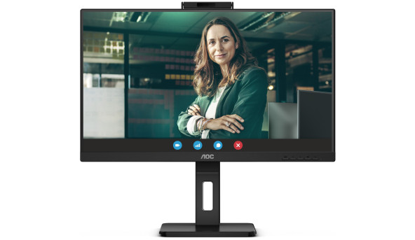 TFT 23.8" AOC 24P3QW, IPS, 75Hz, 2хHDMI, DP, USB-hub, webcam, HAS, Pivot, колонки, чорний - 572486