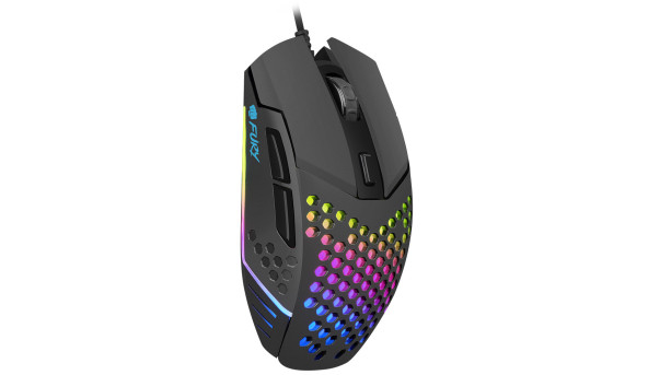 Мишка Fury Battler, ігрова, 6400dpi, 6 кн., чорна USB - 572691