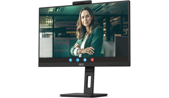 TFT 23.8" AOC 24P3CW, IPS, 75Hz, HDMI, DP, USB-С, RJ-45, USB-hub, webcam, HAS, Pivot, кол, чорний - 572700