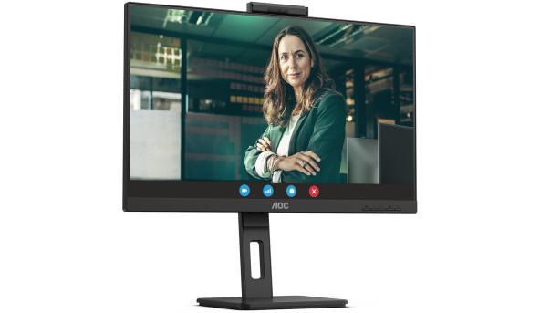 TFT 23.8" AOC 24P3CW, IPS, 75Hz, HDMI, DP, USB-С, RJ-45, USB-hub, webcam, HAS, Pivot, кол, чорний - 572700
